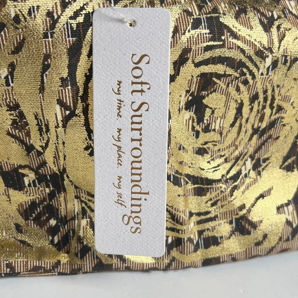 NWT‎ Soft Surroundings Gold Metallic Floral Weekender Carryall Tote